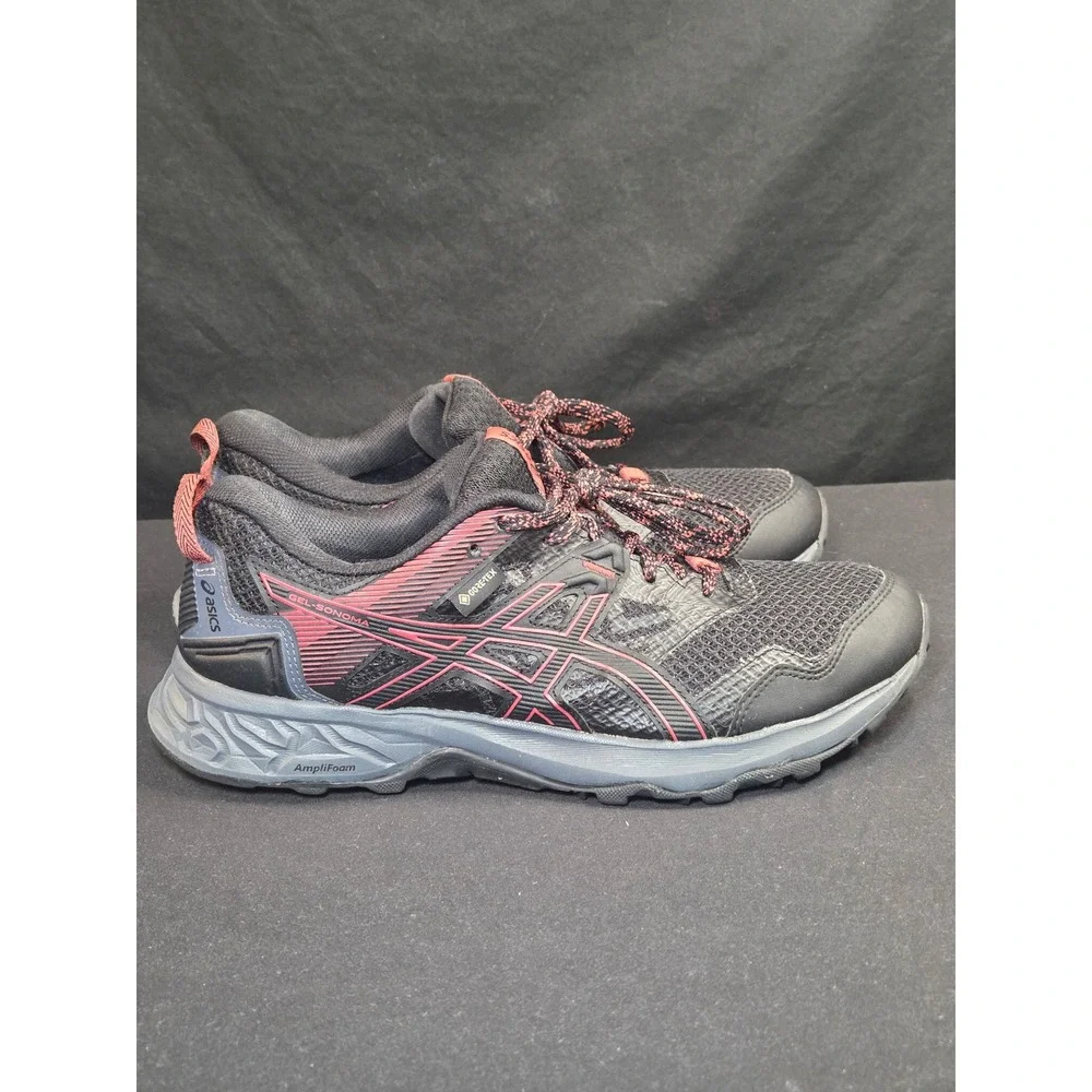 Asics Gel-Sonoma 6 GTX Mens Trail Running‎ Shoes Black Red Gore-Tex 1012A567 9.5